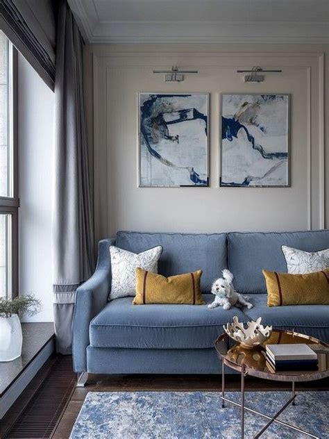 Blue Sofa Grey Rug Cabinets Matttroy