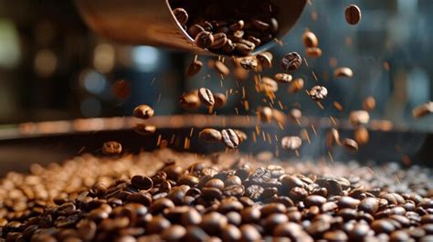 Premium Photo Dynamic Roasting Process Fresh Coffee Beans Cascading