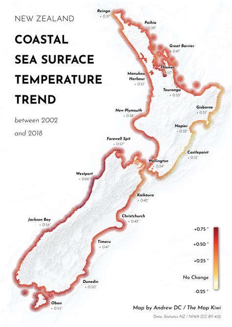 NZ Coastal Sea Surface Temperature | The Map Kiwi