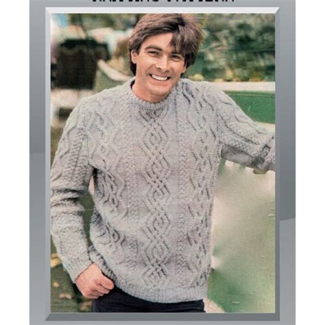 Mens Aran Sweater Knitting Pattern Pdf Mens Cable Jumper Etsy