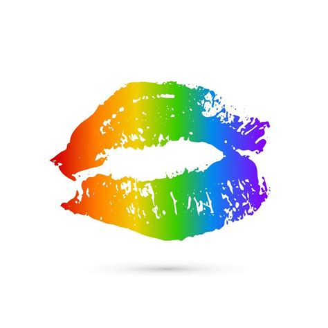 beso de lápiz labial de arco iris aislado en blanco símbolo de la