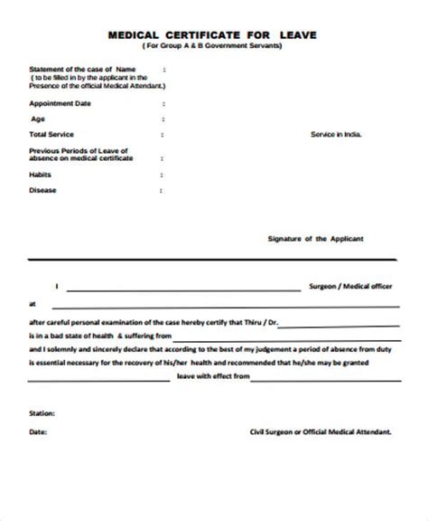 25 Medical Certificate Templates For Leave Pdf Docs Word