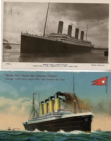 White Star Line Rms Titanic Two Postcards For Sale As Framed Prints