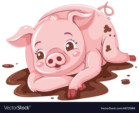 Cute Pig Rolling In The Mud Royalty Free Vector Image