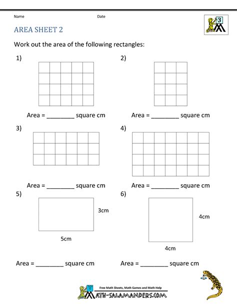 3rd Grade Area Worksheet Pdf