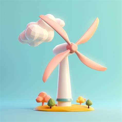 Premium AI Image Cartoon Wind Turbine 3D