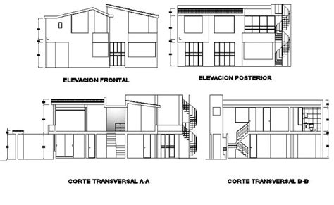 Elevation And Section House Plan Detail Dwg File Open House Plans