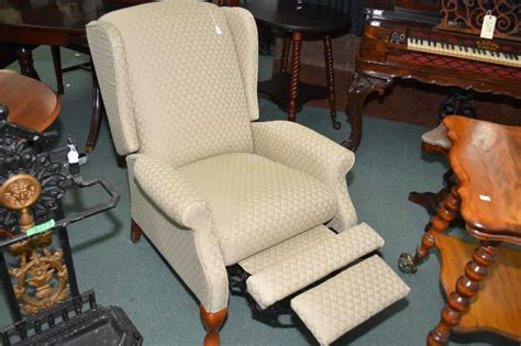 La Z Boy Upholstered Reclining Wing Back Chair With Cabriole Feet