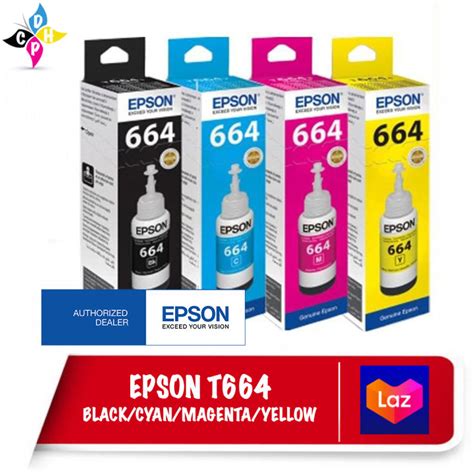 EPSON 70ml Original T664 Ink Bottle Black Cyan Magenta Yellow