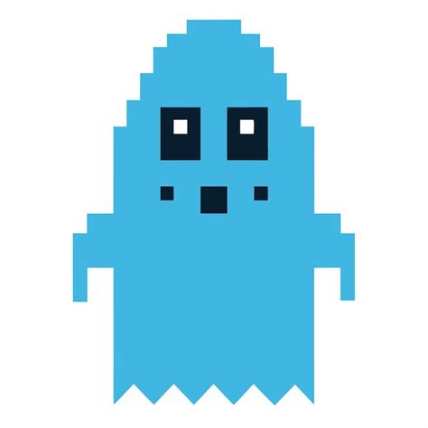 Premium Vector Retro Pixel Art Blue Ghost Character For Halloween And