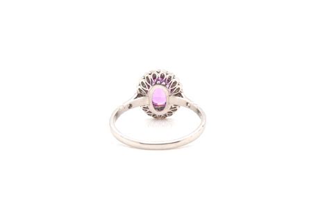 Proantic Bague Saphir Rose Et Diamants En Platine