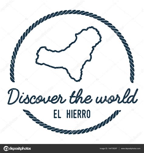 El Hierro Map Outline Vintage Discover the World Rubber Stamp with ...