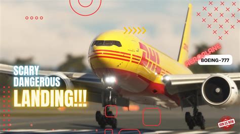 CROSSWIND BIG Plane Flight Landing Boeing 777 DHL Landing At