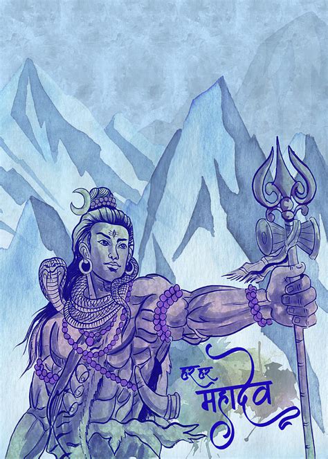 Lord Shiva Har Har Mahadev Drawing By Asp Arts