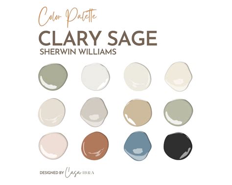 Clary Sage Paint Color Palette Sherwin Williams Interior Etsy