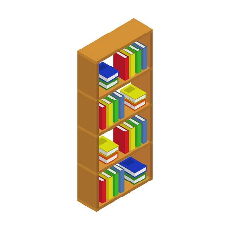 Isometric Bookshelf On White Background Vector Art At Vecteezy