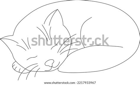 Cat Sleeping Coloring Page Cute Pet Stock Vector (Royalty Free ...