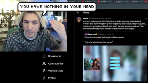 Xqc Reacts To Nadias Tweet Saying People Are Sexist Towards Pokimane