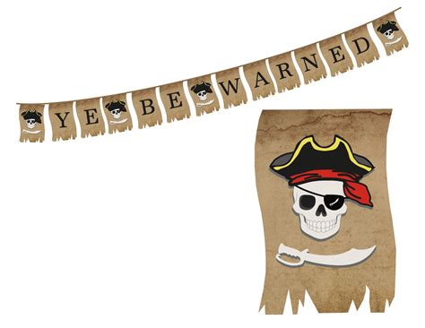 Ye Be Warned Pirate Banner Instant Digital Download Pirate Etsy