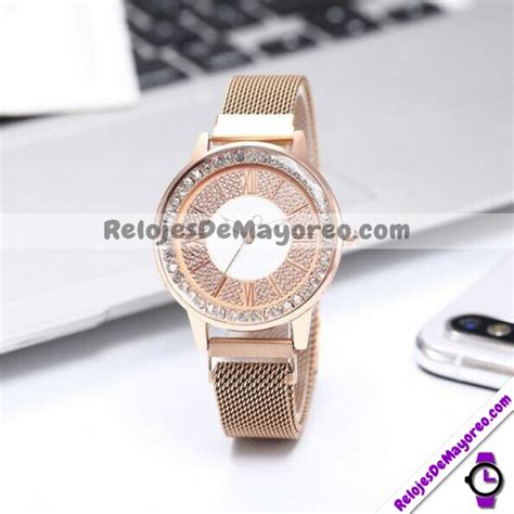 Reloj Numero Romanos Gold Rose Extensible Metal Mesh Im N Dorado Y