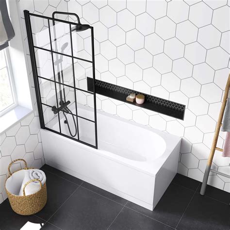 Stafford Round Shower Bath X Mm Matt Black Screen