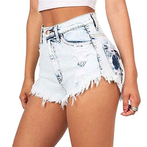 Ibaste Jeanshose Shorts Damen High Waist Denim Shorts Kurze Hose Mini