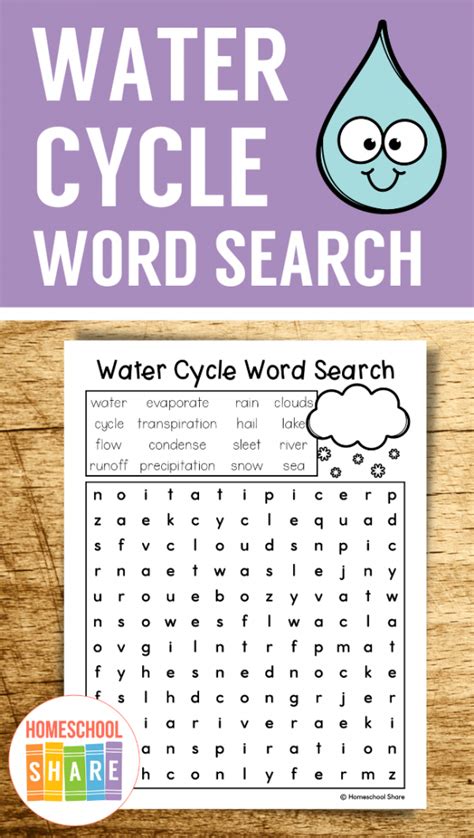 Free Water Cycle Word Search Homeschool Share