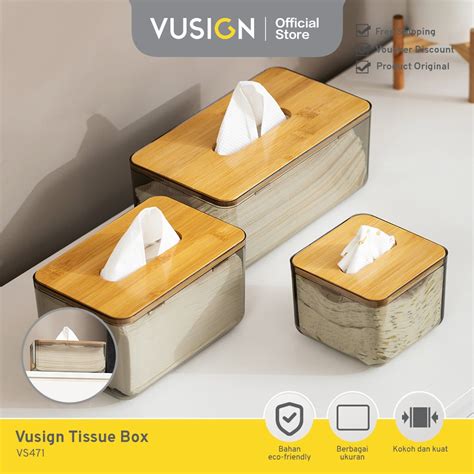 Jual Vusign Tissue Box Kotak Tissue Transparan Kayu Tempat Tisu