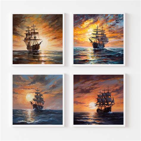 Warship Digital Download. Ship Art Print. Ship and Sunset. Ship Wall ...