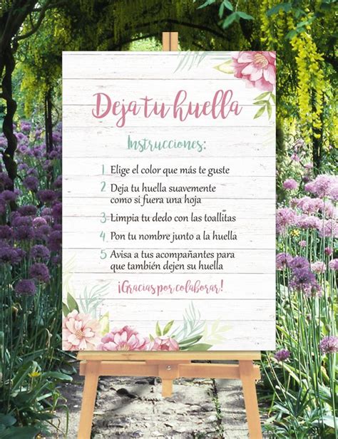 Cartel Deja Tu Huella Con Instrucciones Para Que Los Invitados Dejen