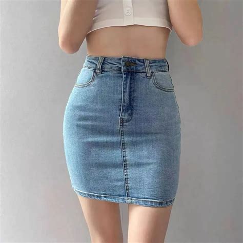 Xpqbb Denim Skirt For Women Y2K Streetwear Sexy Package Hip Mini Skirts