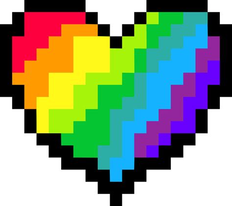 Pixel Pride Rainbow Heart Isolated On White Background Vector 8 Bit