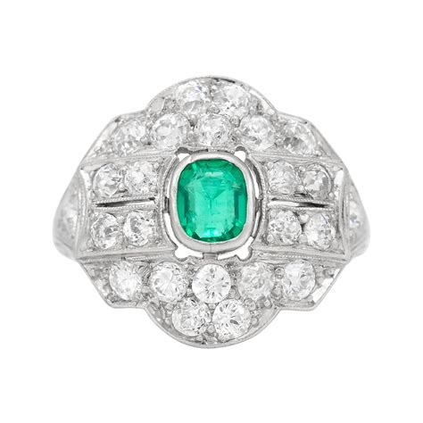 Sophia D GIA Certified Platinum Ring With Emerald Diamond And