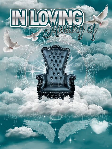 Teal Silver in Loving Memory Chair Heaven Angel Wings Memorial PNG Add ...