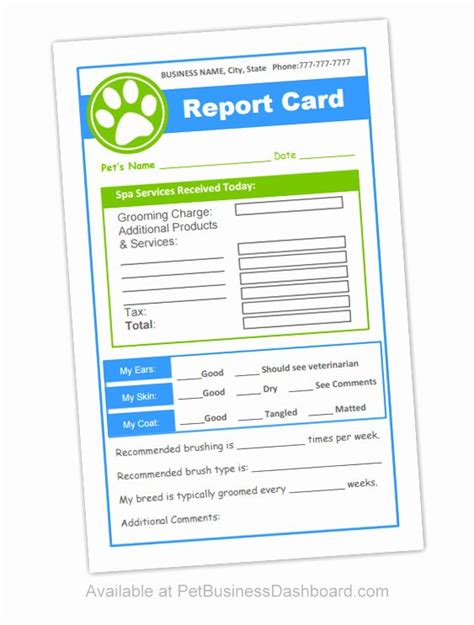 Printable Dog Daycare Report Card Template Printable Word Searches