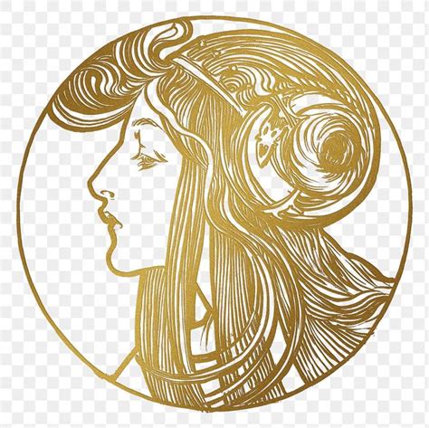 Art Nouveau Gold Silhouette Lady Png Illustration Remixed From The