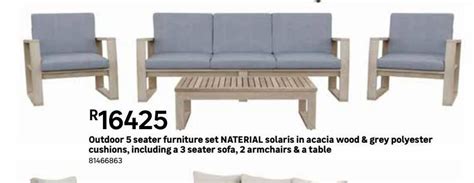 Outdoor 5 Seater Furniture Set Naterial Solaris In Acacia Wood Grey