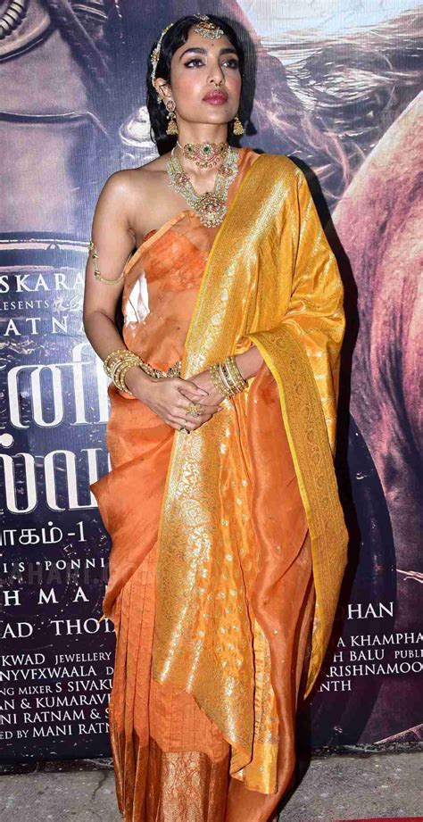 Sobhita Dhulipala In A Yellow Silk Saree For Ponniyin Selvan 1