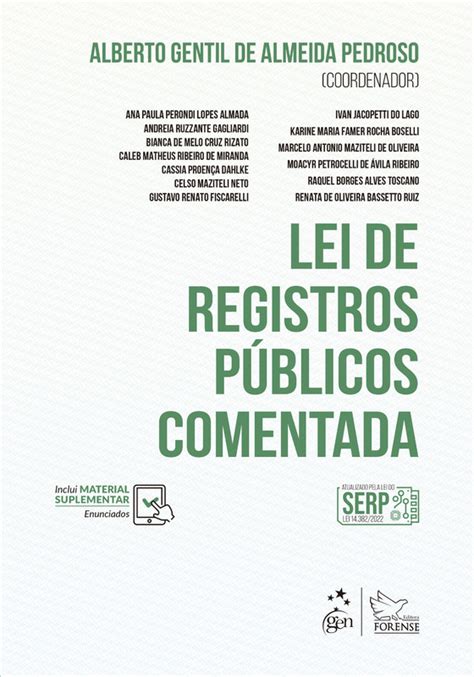 Livro Lei de Registros Públicos Comentada 1ª Edição 2023