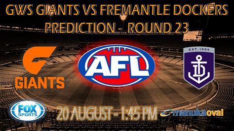 Danger Game For Freo Afl Gws Giants Vs Fremantle Dockers Prediction