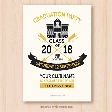 Plantilla de invitación de fiesta de graduación Vector Gratis