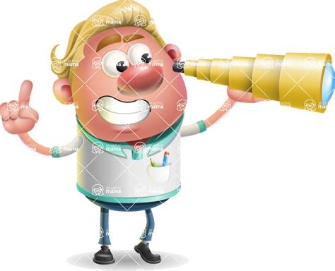 Blonde Hair Man Cartoon Vector 3d Character Telescope Graphicmama