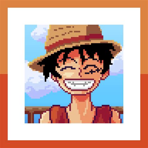 Luffy Head Pixel Art