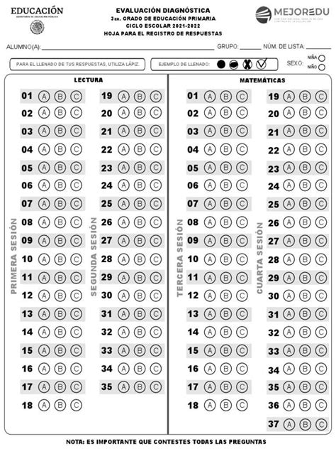 Plantilla Hoja De Respuestas De Examen Para Imprimir Gratis Y F Cil