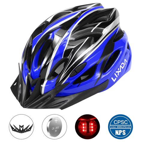 Lixada Lightweight Bicycle Helmet with Visor LED Light In-mold Mountain ...