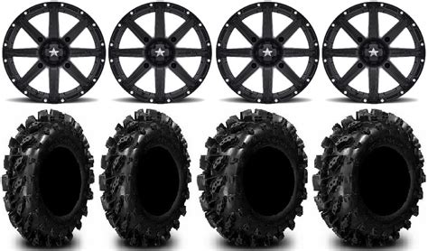 MSA Black Clutch 14 ATV Wheels 27 Swamp Lite Tires Honda Rincon