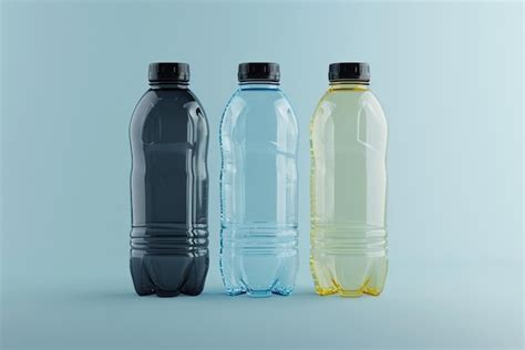 Premium Photo Three Recyclable Plastic Bottles On A Blue Background