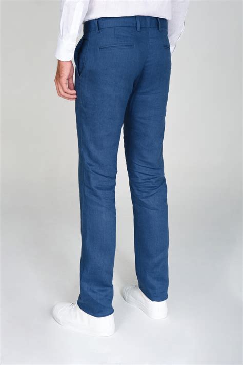 Pantalón Traje Slim Fit 100 Lino Azul Spark Rafael Cure