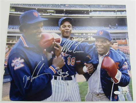 Mike Tyson Dwight Gooden Darryl Strawberry Signed X Photo Jsa