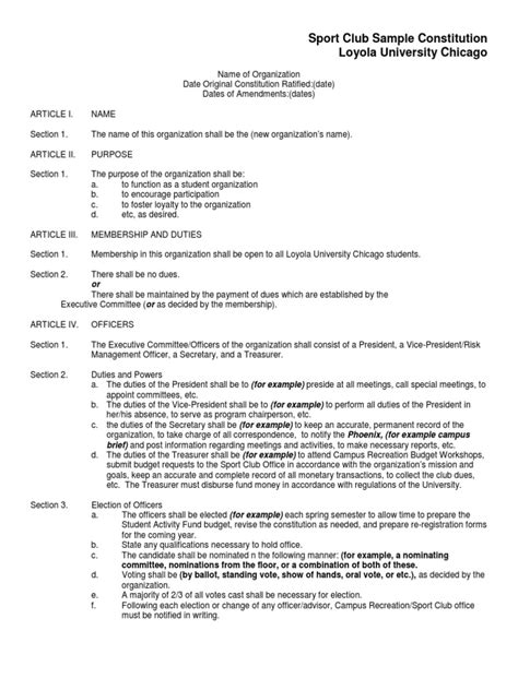 Sports Club Sample Constitution Pdf Harassment Discrimination